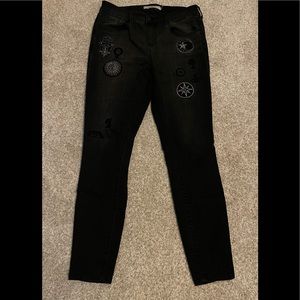 Torrid Black Distressed Patch Skinny Jeans Size 10R